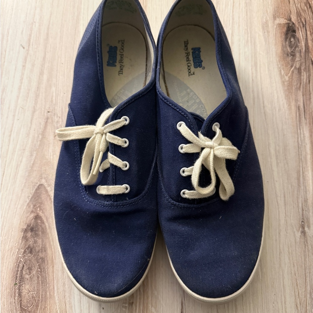 Vintage 1992 Navy Blue Blue Canvas Shoes “They Feel Good” Sneakers Size 13 Wide